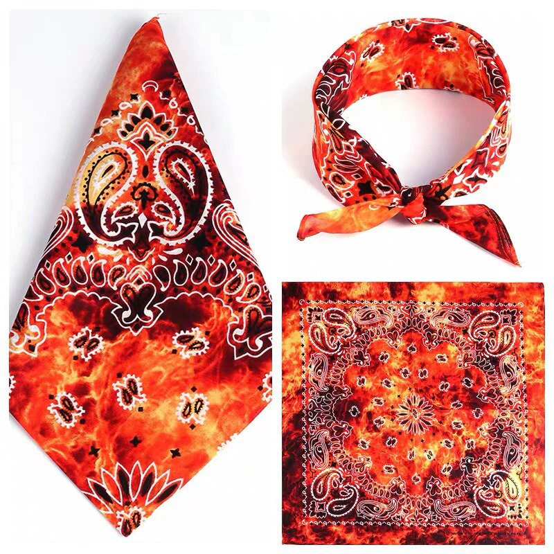 HULIANFU Tie Dye Bandana Cotton Paisley Bandanas Headbands Cowboy Handkerchiefs for Men and Women Colorful Hip-Hop Cycling Outdoor - Deanwangkt
