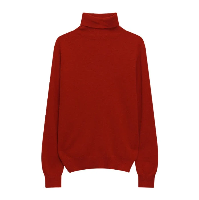 Hulianfu Winter High Quality Wwomen's Wool Sweater Solid Color High-neck Pullover Long-sleeved Knit Top - Deanwangkt
