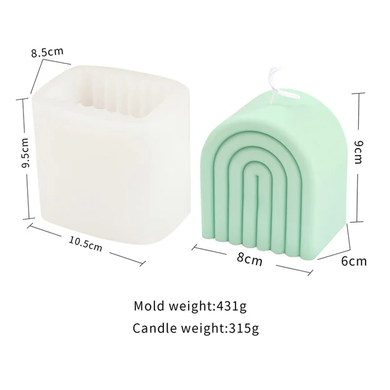 HULIANFU New Art Geometric Rainbow Arch Candle Silicone Mold 3D Handmade Craft Aromatherapy Candle Soy Wax Mould Making Supplies - Deanwangkt