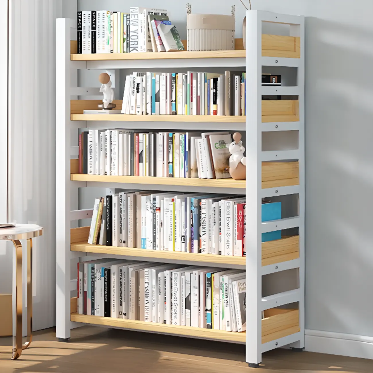 Modish Multi-Layer Open Back Wooden Tall Bookshelves