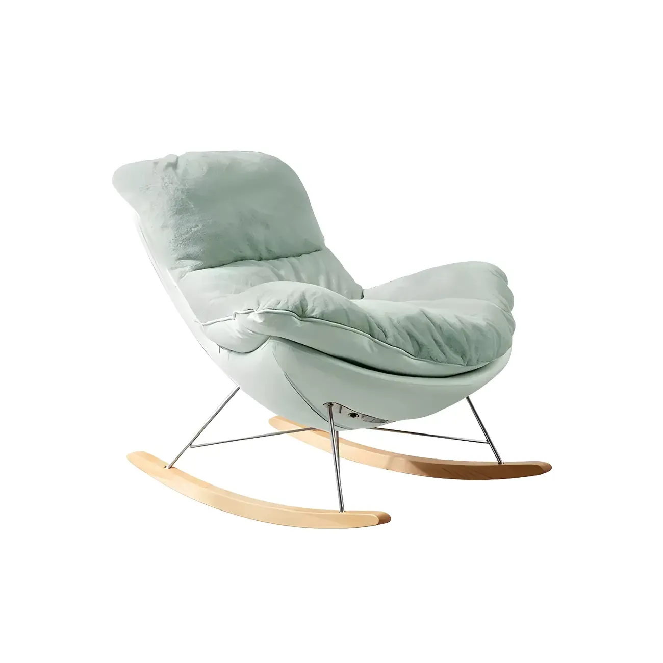 Modern Flannel Upholstered Armless Rocking Chair with Ottoman