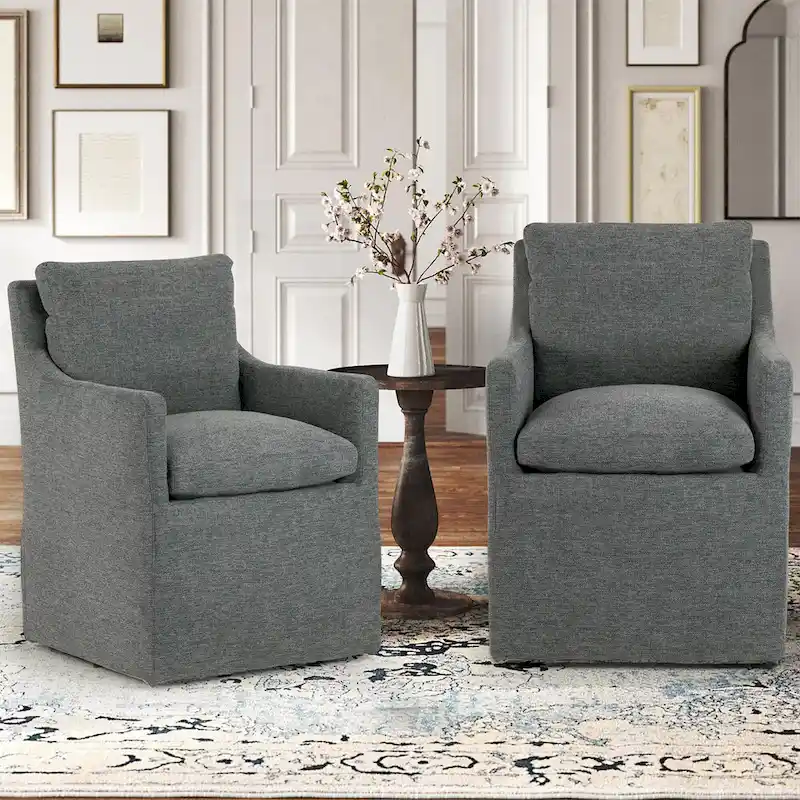 Axel Gray Fabric Accent Chair with Down Feathers