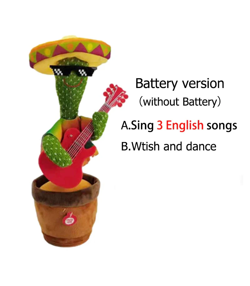 HULIANFU New Electronic Dancing Cactus Singing Dancing Decoration Gift for Kids Funny Early Education Toys Knitted Fabric Plush Toys - Deanwangkt