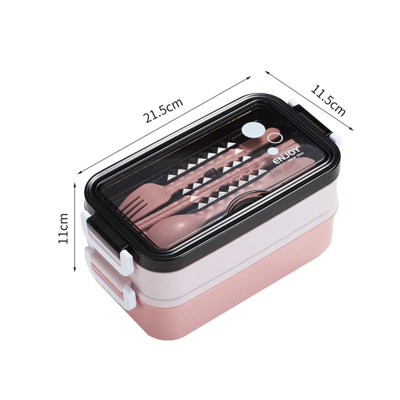 HULIANFU Lunch Box Bento Box for School Kids Office Worker 3layers Microwae Heating Lunch Container Food Storage Box - Deanwangkt