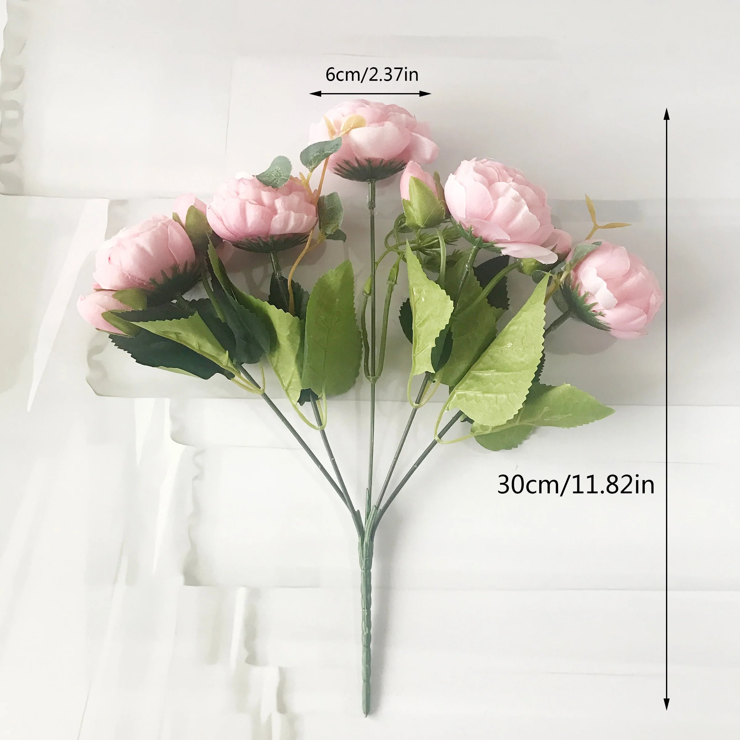 HULIANFU 2026  30cm Rose Pink Silk Peony Artificial Flowers Bouquet 5 Big Head and 4 Bud Cheap Fake Flowers for Home Wedding Decoration indoor - Deanwangkt