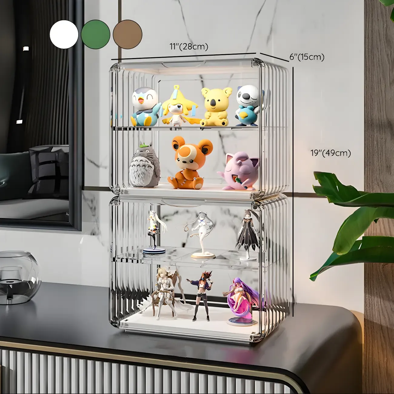 Stylish Stackable Green Clear Acrylic Display Cabinet