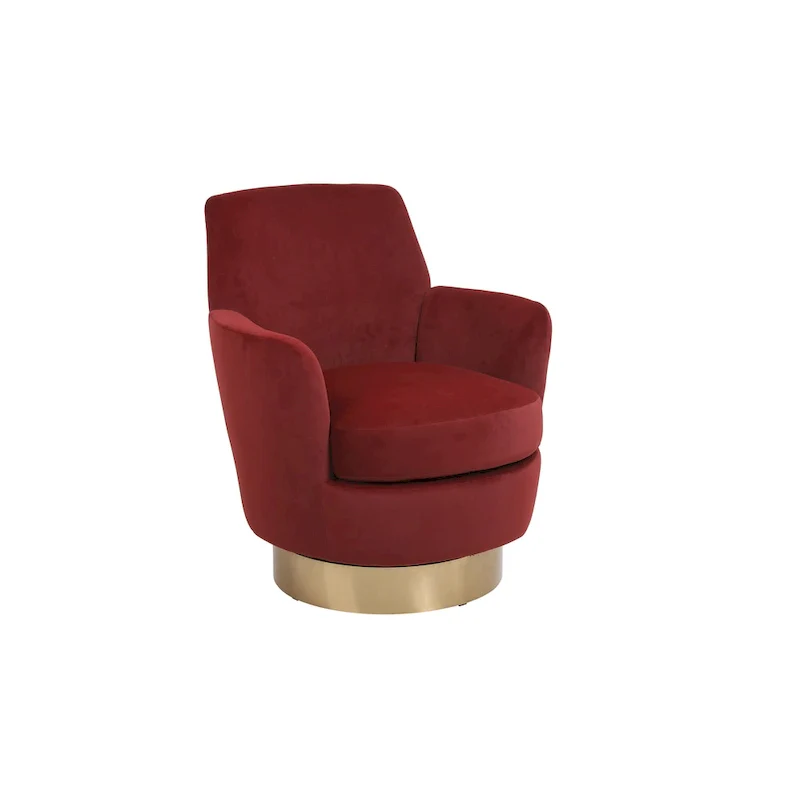 Velvet Soft Fabric Swivel Barrel Chair - 28.3 x 29.3 x 32.7