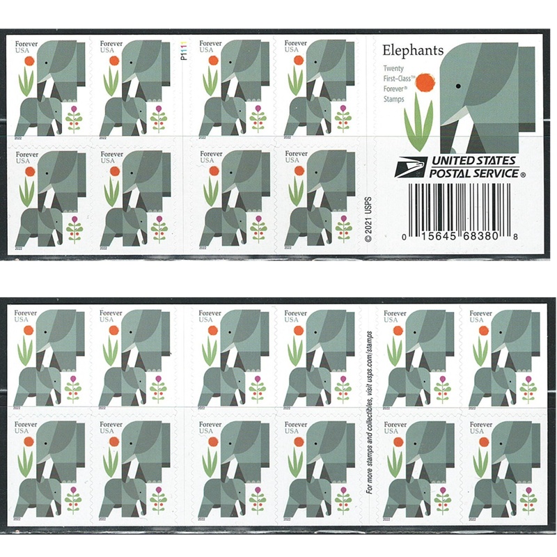 Elephants 2022, (Book of 20) - TWENTYSTAMPS