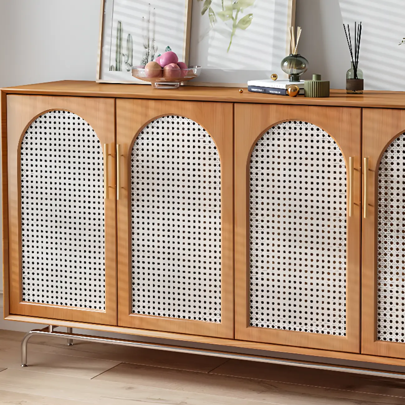 Tropical Pine Wood Accent Cabinet in Rectangular Shape