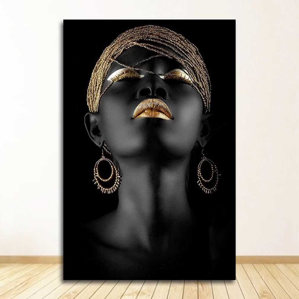 HULIANFU Wall Art Picture for living room Contemplator Black African Woman Oil Painting on Canvas Posters and Prints Scandinavian - Deanwangkt