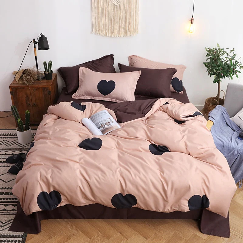 HULIANFU Nordic Duvet Cover Set Leaf Striped Star Bedding Set Single Double Queen King Size240x220 Simple Polyester Quilt Cover Bed Sheet - Deanwangkt