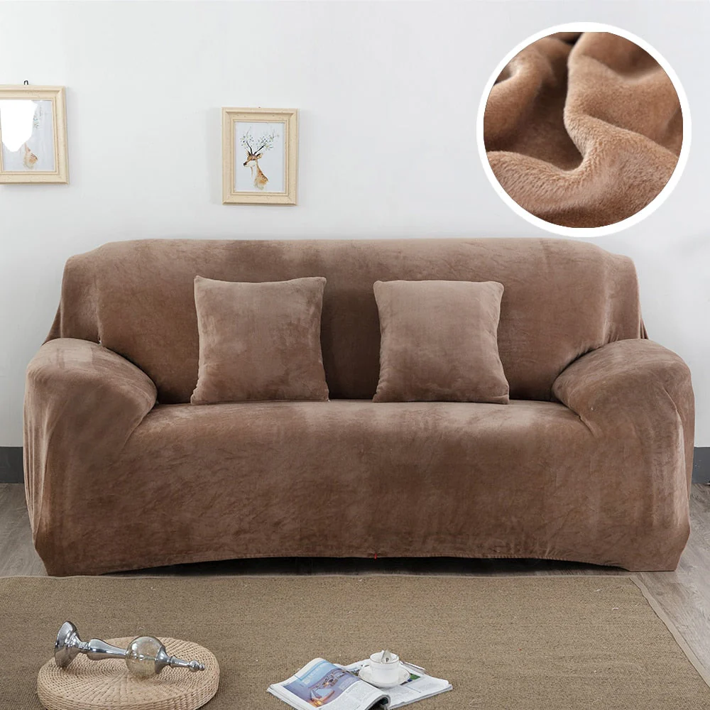 HULIANFU Plush Thick Sofa Cover for Living Room Adjustable Elastic Corner Couch Covers Sectional Slipcover Decor Sofa Chaise Cover Lounge - Deanwangkt