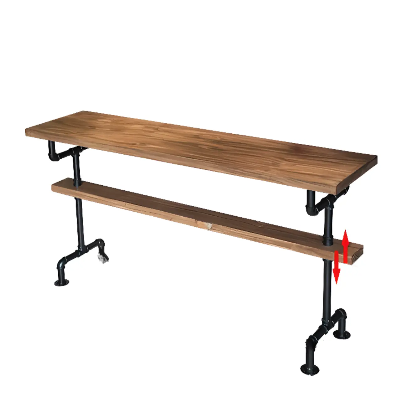 Industrial Brown Black Metal Wood Bar Tables