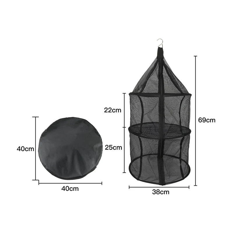 HULIANFU Portable Drying Dryer Rack Net Folding 3 Layer Clothes Hanging Mesh Bag Dish Shelf for Outdoor Camping Herbs Flowers Buds - Deanwangkt