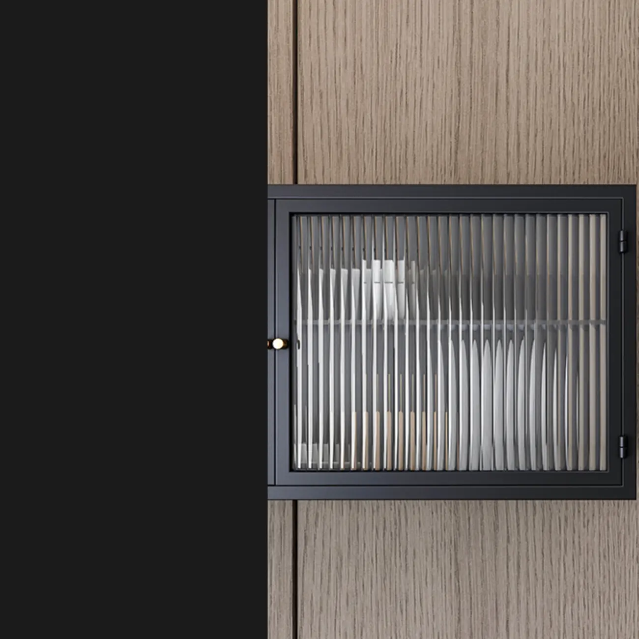 Black Metal Wall-Mounted Kitchen China Cabinet