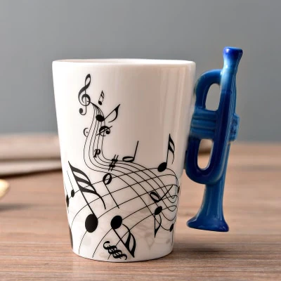 HULIANFU Novelty Music Note Cup Ceramic Guitar Coffee Mugs Personality Tea/Milk/Juice/Lemon Water Bottle Christmas Birthday Gift - Deanwangkt
