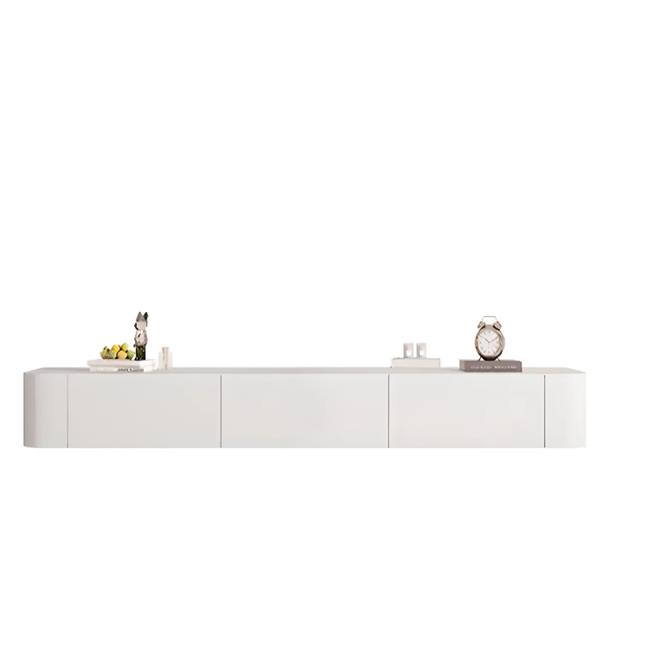 87 Grey Solid Wood Long Floating TV Stand with Drawers