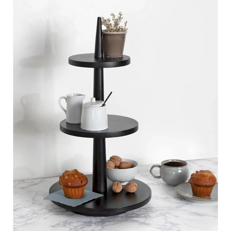 Kate and Laurel Praxis Wood Tiered Tray
