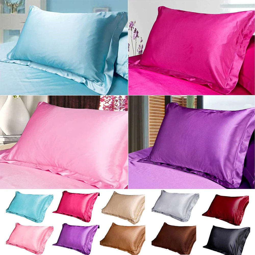 HULIANFU Pure Emulation Silk Satin Pillowcase Comfortable Pillow Cover Pillowcase For Bed Throw Single Pillow Covers - Deanwangkt