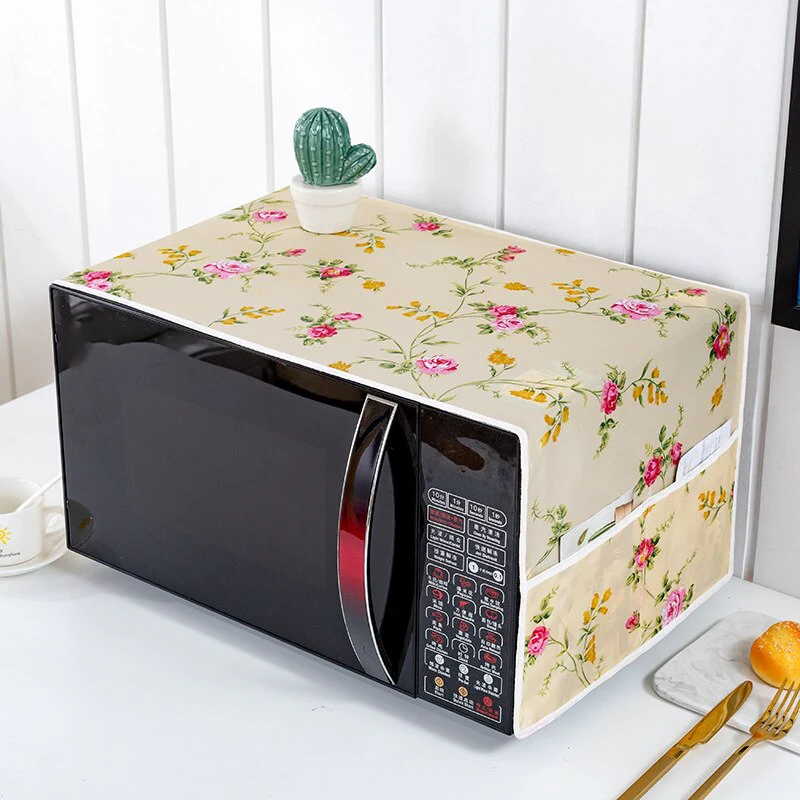 HULIANFU Peva Dustproof Microwave Oven Covers Printed Dust Oil Proofing Covers With Double Pockets Storage Bag Kitchen Accessories - Deanwangkt