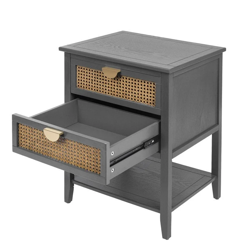 Nightstands with 2 drawers, rattan nightstands, drawers and shelves