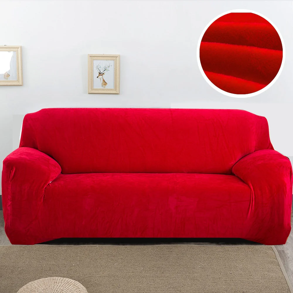 HULIANFU Plush Thick Sofa Cover for Living Room Adjustable Elastic Corner Couch Covers Sectional Slipcover Decor Sofa Chaise Cover Lounge - Deanwangkt