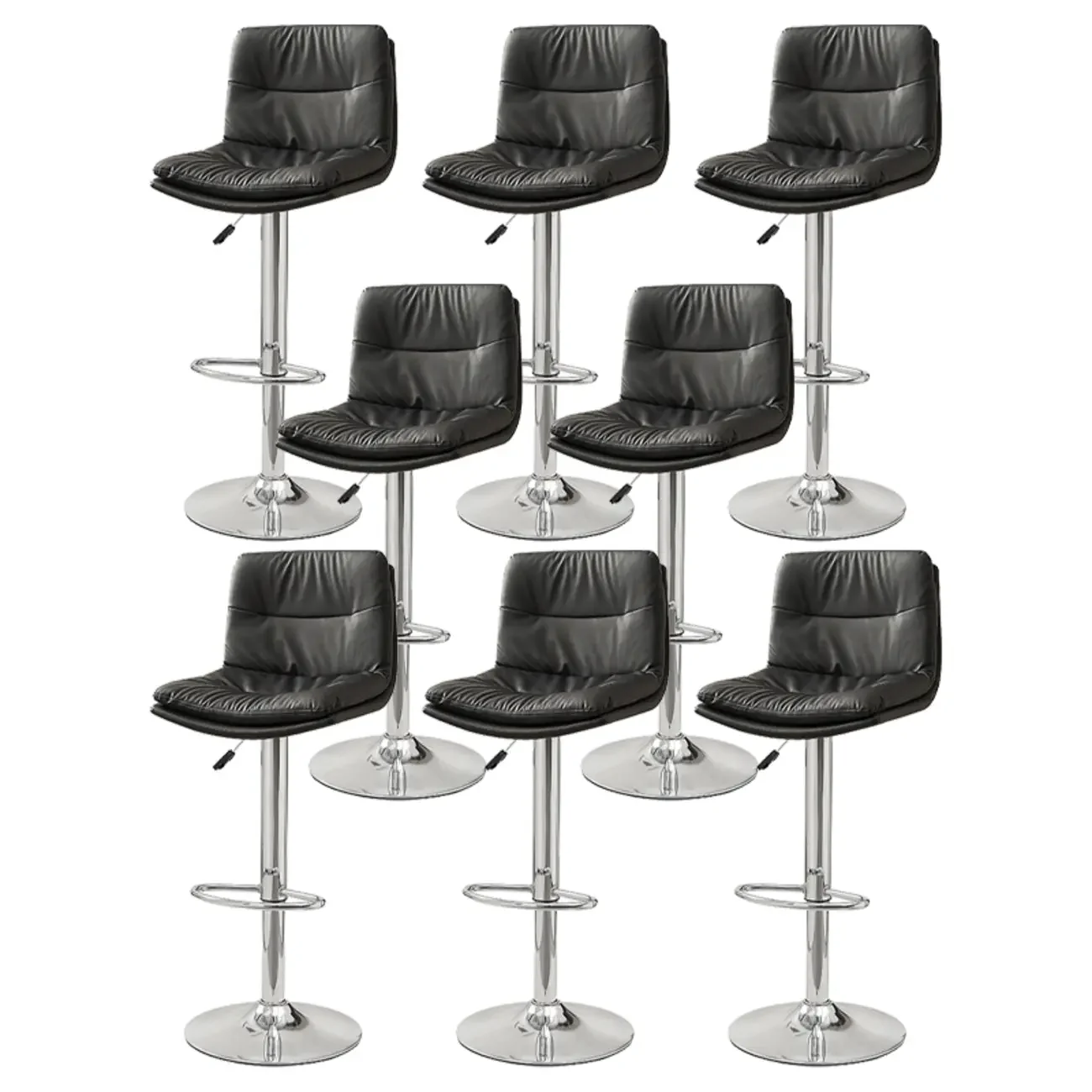 Modern Leather Saddle Swivel Adjustable Bar Stool