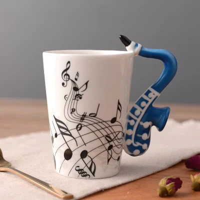 HULIANFU Novelty Music Note Cup Ceramic Guitar Coffee Mugs Personality Tea/Milk/Juice/Lemon Water Bottle Christmas Birthday Gift - Deanwangkt