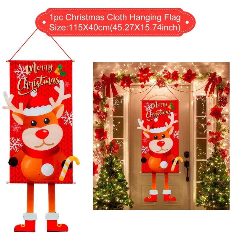 HULIANFU Merry Christmas Hanging Flag Christmas Decorations For Home Door Christmas Ornaments Xmas Gifts Navidad Decor 2026  New Year - Deanwangkt