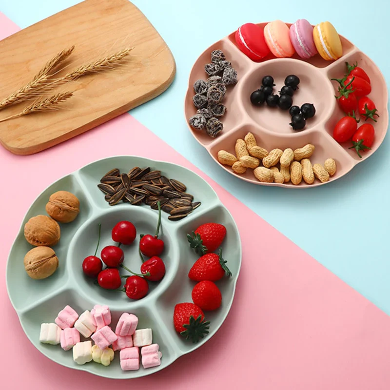 HULIANFU Multi-function Plastic Fruit Plate Dessert Tray Plate Snack Dish 6 Compartments High Quality - Deanwangkt