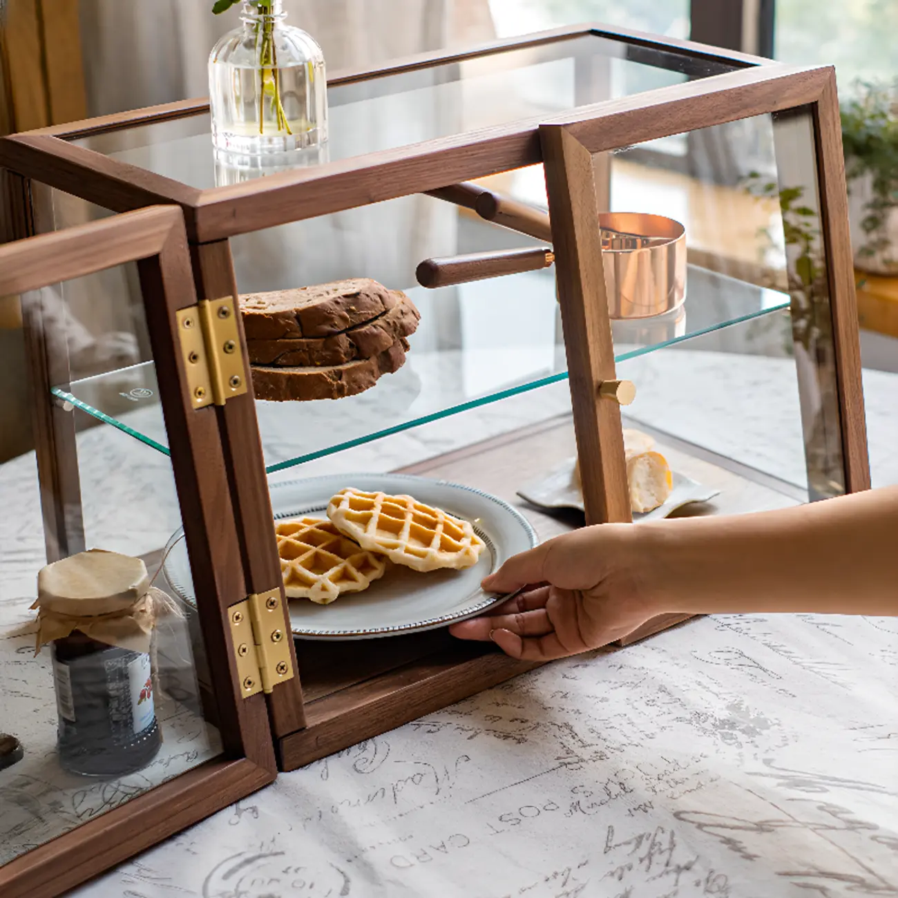 Small Wooden Glass Display Curio Cabinet Tableytop