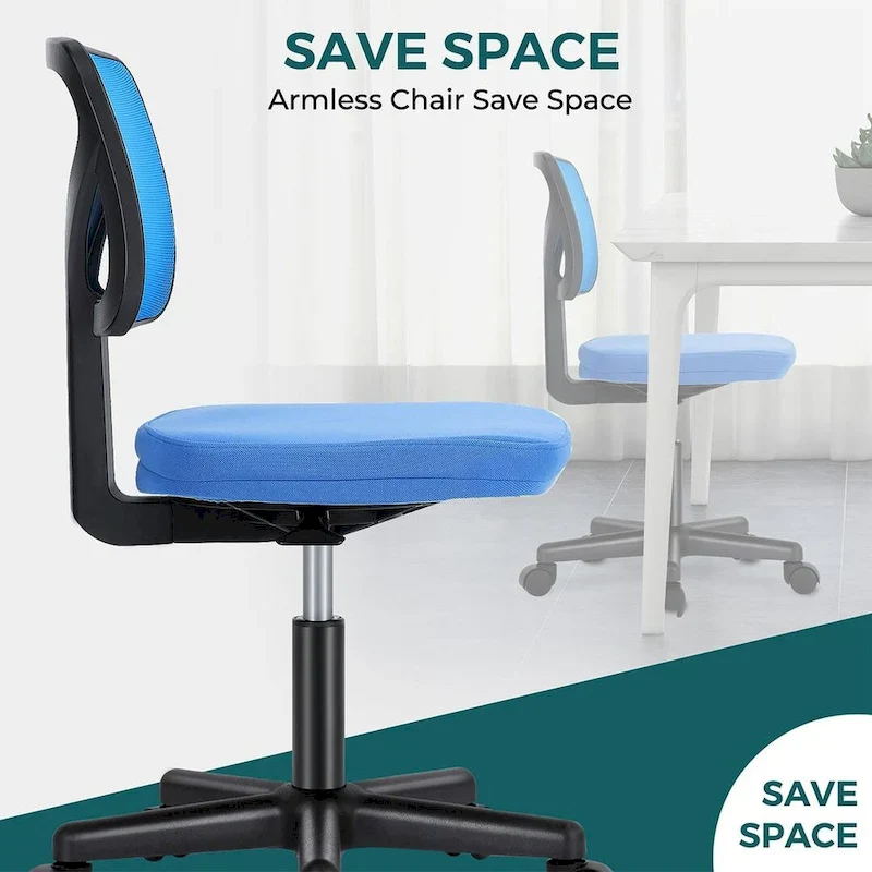 Armless Small Office Desk Chair with Back