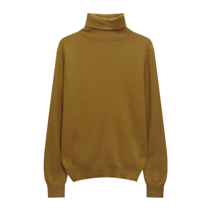 Hulianfu Winter High Quality Wwomen's Wool Sweater Solid Color High-neck Pullover Long-sleeved Knit Top - Deanwangkt