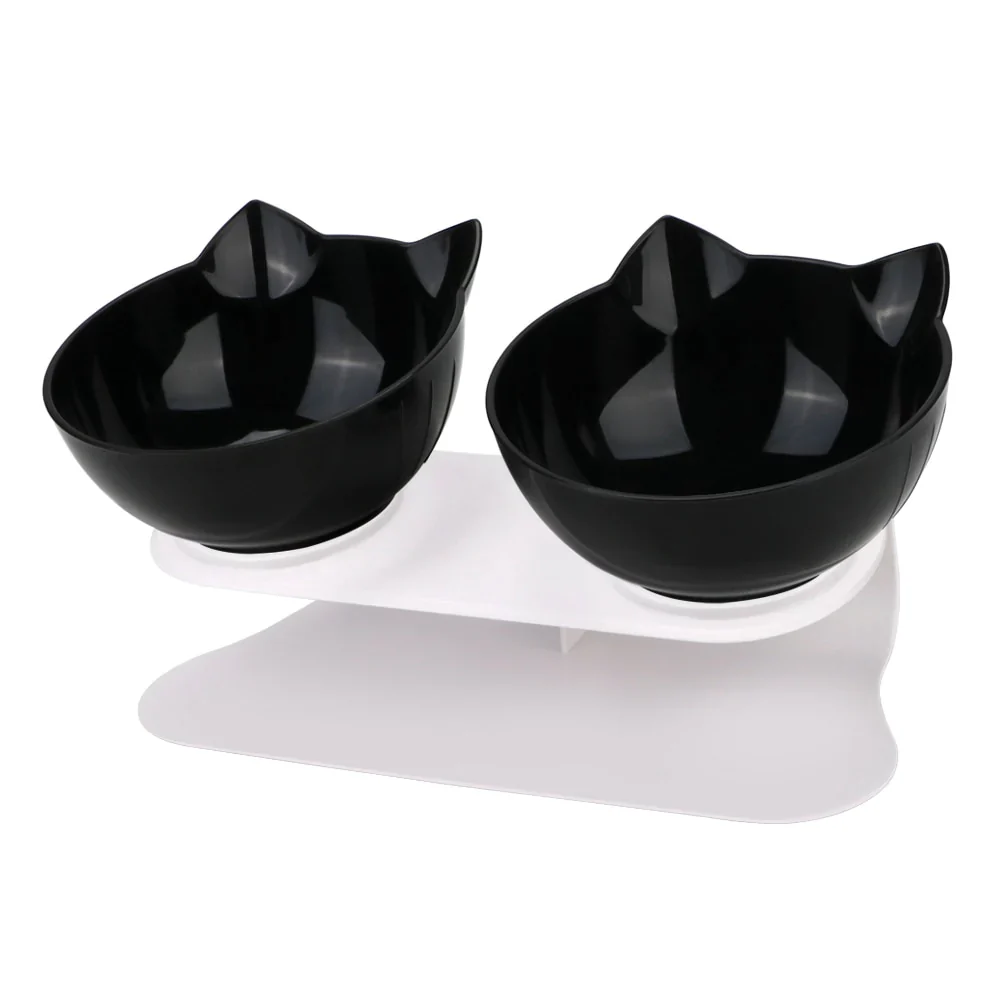 HULIANFU Non-Slip Pet Bowls For Cats Food Cat Water Bowl Double Cat Bowl Dog Bowl Pet Feeding Cat Dogs Feeder Protection Cervical - Deanwangkt
