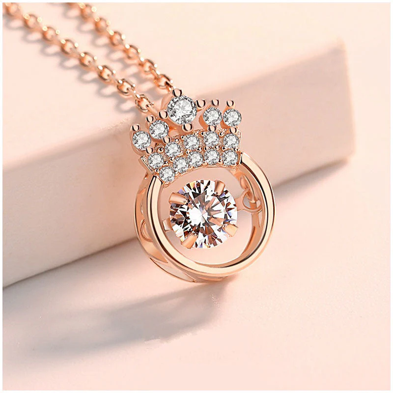 hulianfu Sparkling Crown Round Necklaces For Queen - Deanwangkt