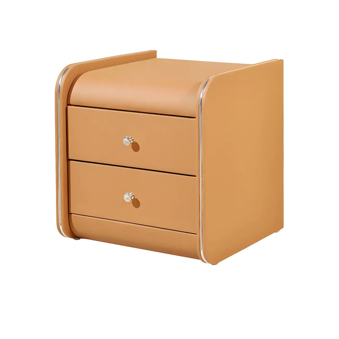 Stylish Narrow Faux Leather Bedside Table with 2 Drawers