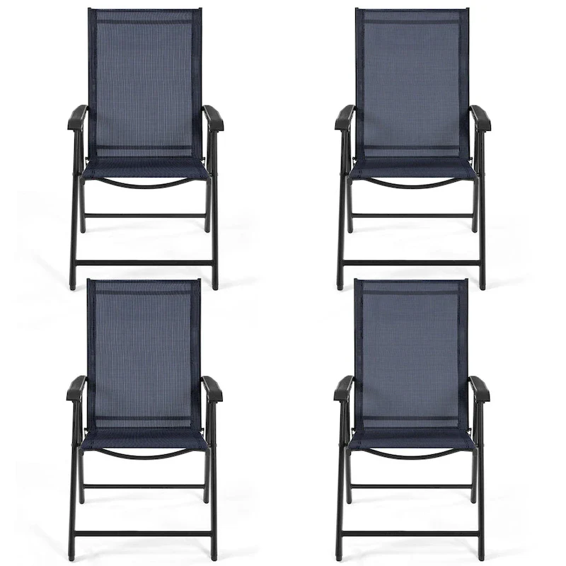 Yaheetech 4pcs Folding Dining Chairs Patio Dining Chairs with Backrest and Armrests