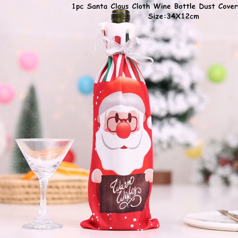 HULIANFU   Xmas Wine Bottle Dust Cover Noel Navidad Christmas Decoration for Home Dinner Decor Christmas Gift Tree Ornament New Year 2026 - Deanwangkt