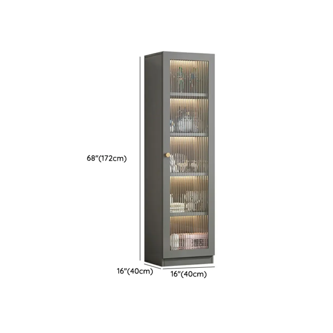 Simple Modern Gray Clear Cover Wooden Display Cabinet