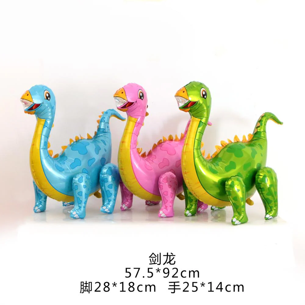 HULIANFU Large 4D Walking Dinosaur Foil Balloons Jungle Animal Boys Birthday Party Decors Jurassic  Standind Dragon Kids Toys Air Globos - Deanwangkt