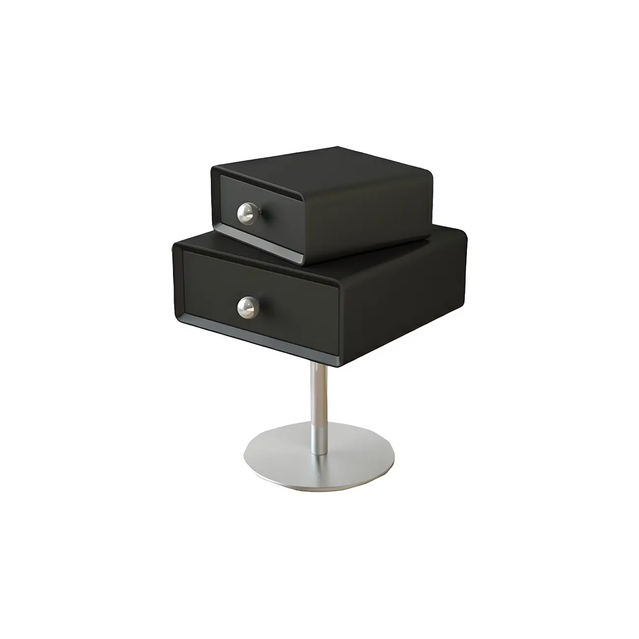 Modern Metal Wood Rotatable 2-Drawer Nightstand