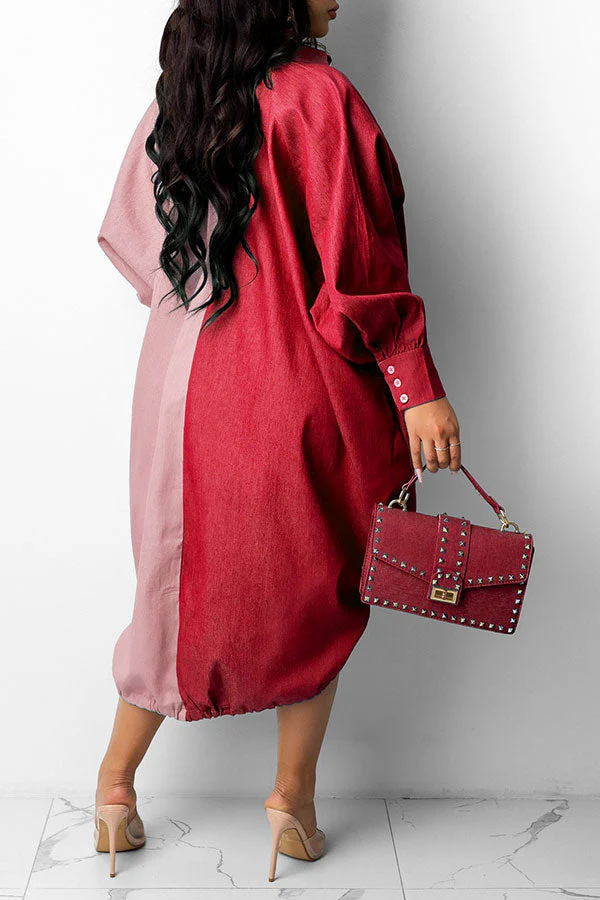 Hit Color On-trend Oversize Single Breasted Midi Dress - Deanwangkt