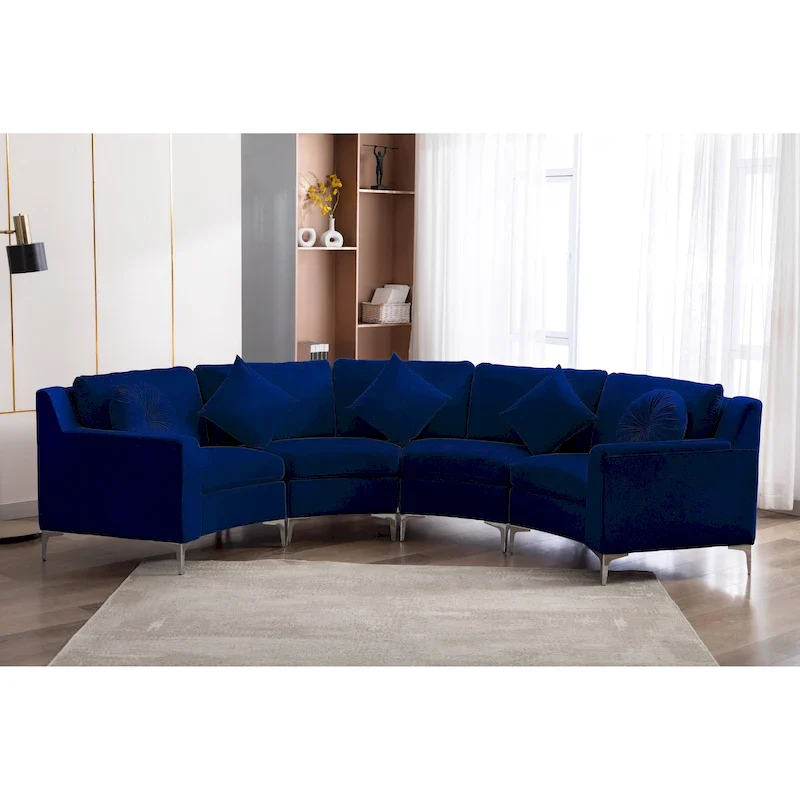 136 Velvet Semicircle couch Modular Curve Sectional Sofa