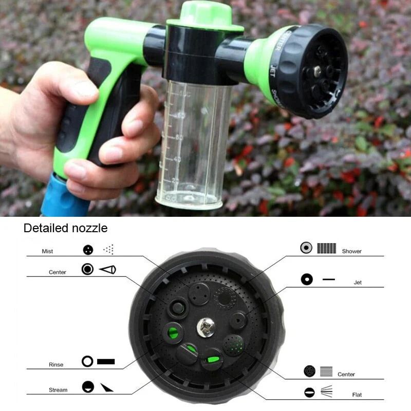 HULIANFU Water Gun Hose Nozzle Car Washer Garden Watering Jet Spray High Pressure Sprinkler Foam Lance Automobiles Cleaning Tool - Deanwangkt