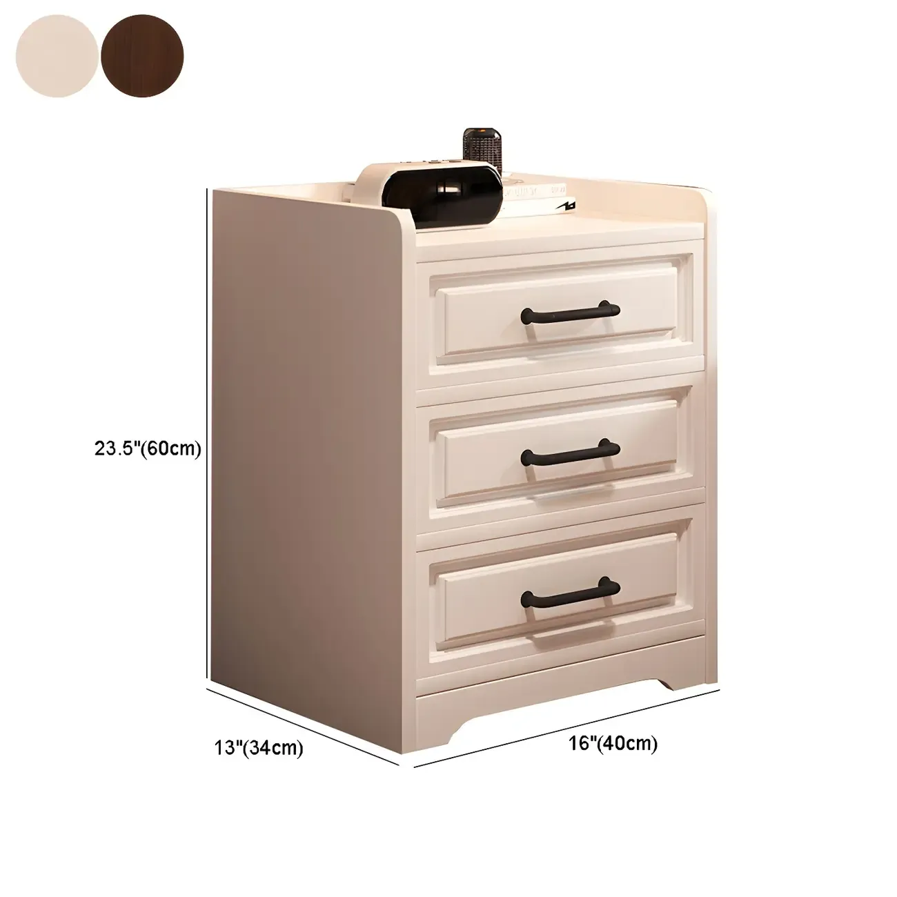 Modern White Wooden Tray Top 2-Drawer Nightstand