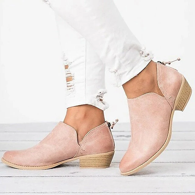 Women's Boots Slouchy Boots Chelsea Boots Outdoor Office Daily Booties Ankle Boots Summer Low Heel Cuban Heel Round Toe Elegant Casual Minimalism Walking Shoes Faux Leather Zipper Solid Color Black - Deanwangkt