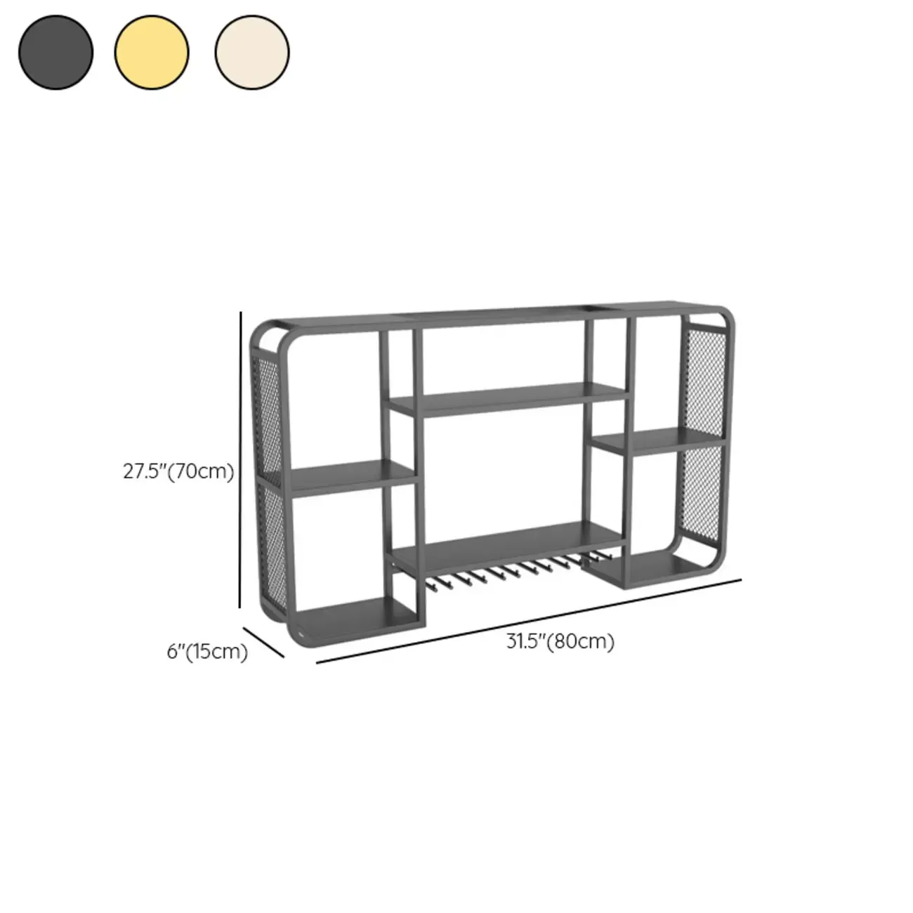 Alloy Wall Mount Open Wine Holder Bottle with Shelf