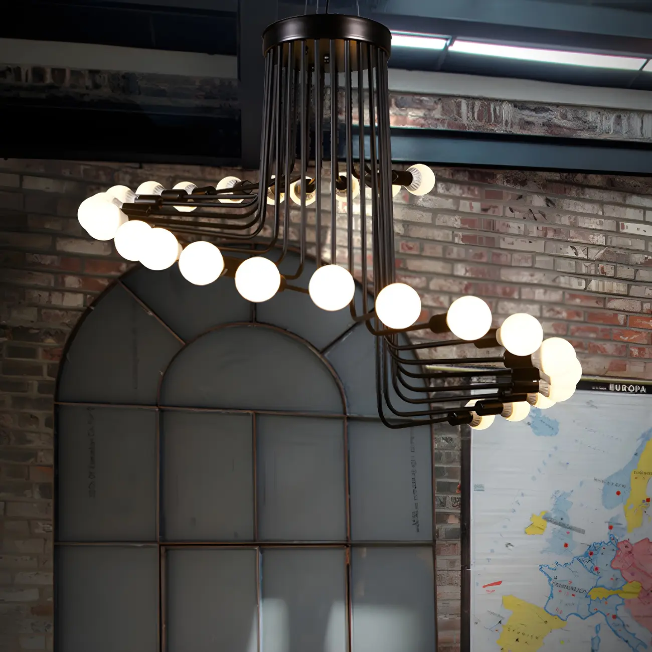 Black Modern Glass Linear Chandelier Light