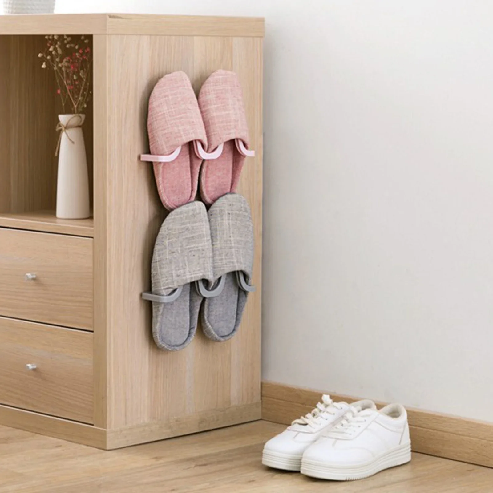 HULIANFU New Wall Mounted Shoe Rack Bathroom Home Shoe Organizer Space Saving Slippers Hanger Punch-free Wall Hanging Storage Rack - Deanwangkt