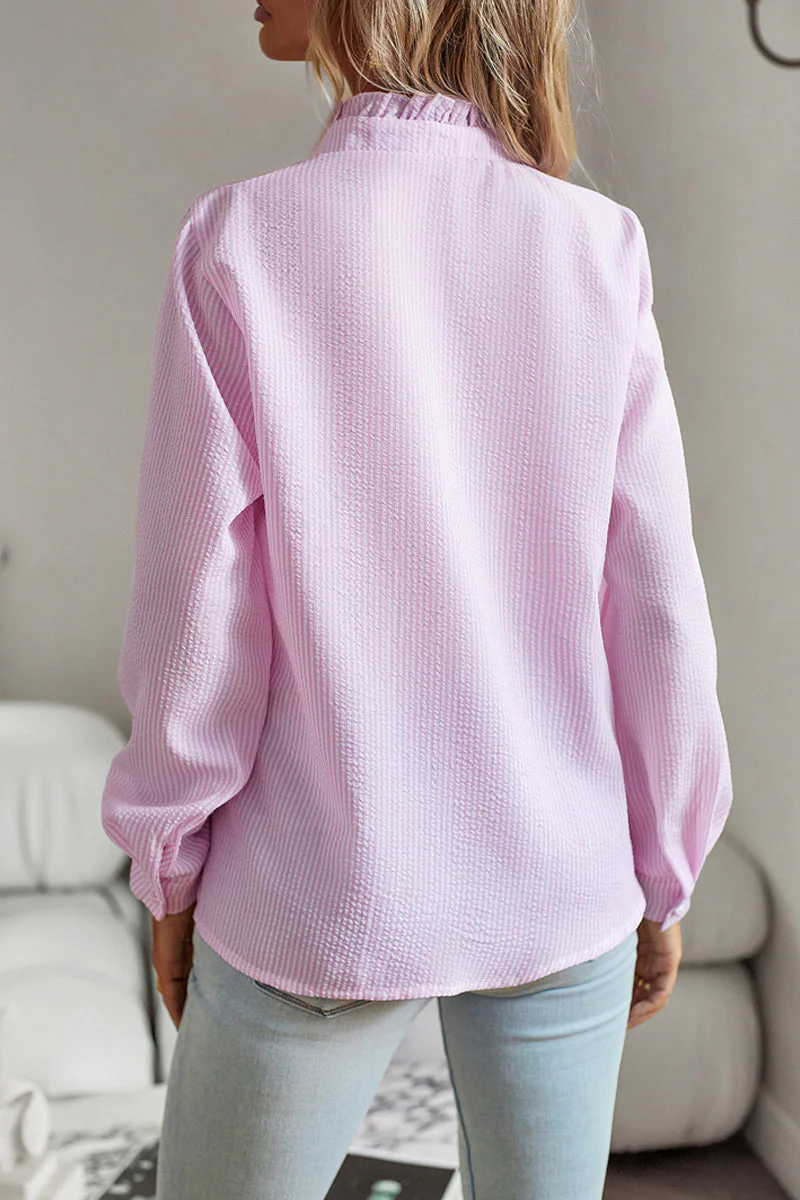hulianfu British Style Solid Patchwork Lotus Leaf Collar Blouses(4 Colors) - Deanwangkt